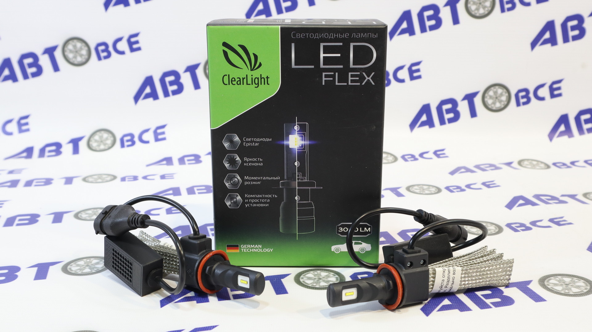 Лампа фары LED - диодная H11 комплект 2шт (гибкий кулер) (CSP) Clearlight Flex 